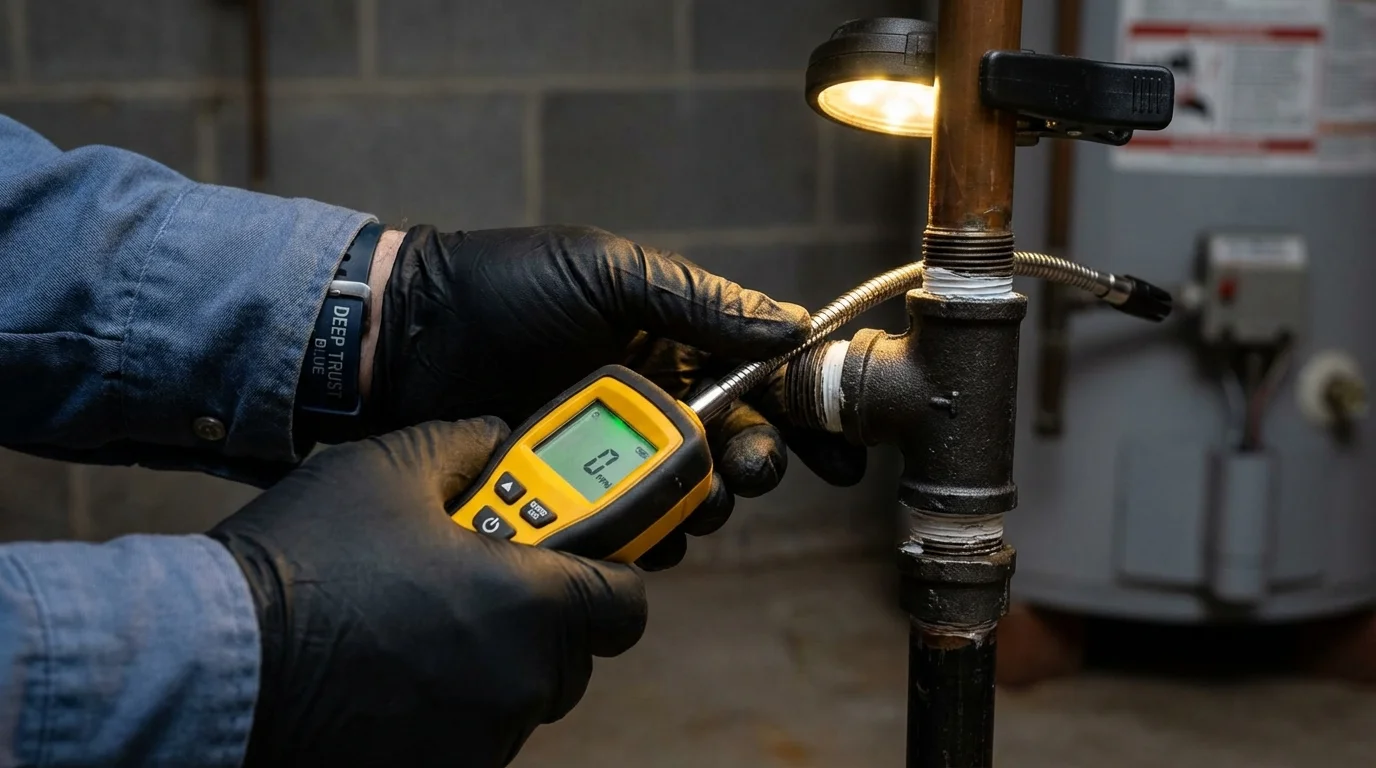 Gas leak detection with electronic sniffer by Johns Plumbing LLC in Honey Grove