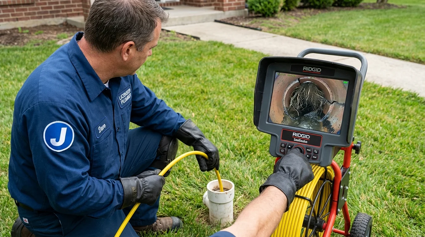 Sewer camera inspection being performed by Johns Plumbing LLC in Honey Grove